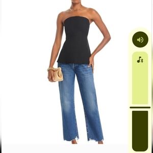 Lucy Paris Black Strapless Peplum Linen Tank Quiet Luxury Minimalist